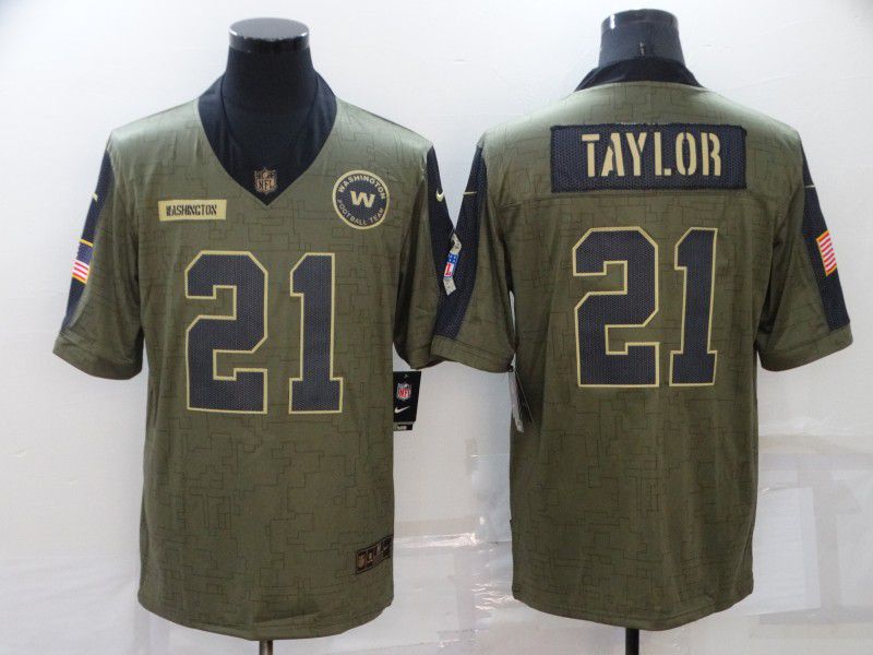 Men Washington Redskins #21 Taylor Green Nike Olive Salute To Service Limited NFL Jersey